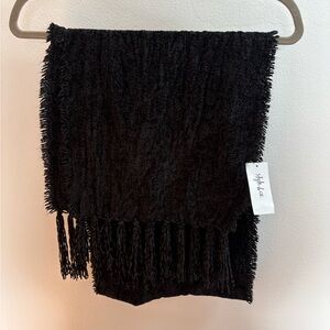 Style & Co Black Knit Chenille Scarf OS